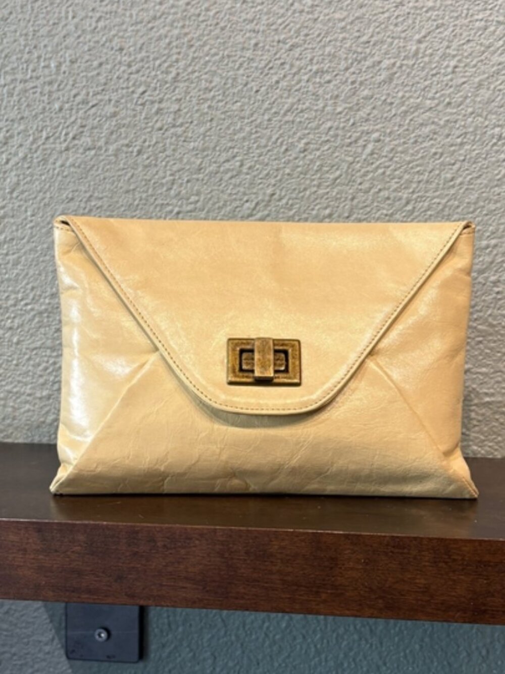 Hobo International Cream Leather Envelope Clutch